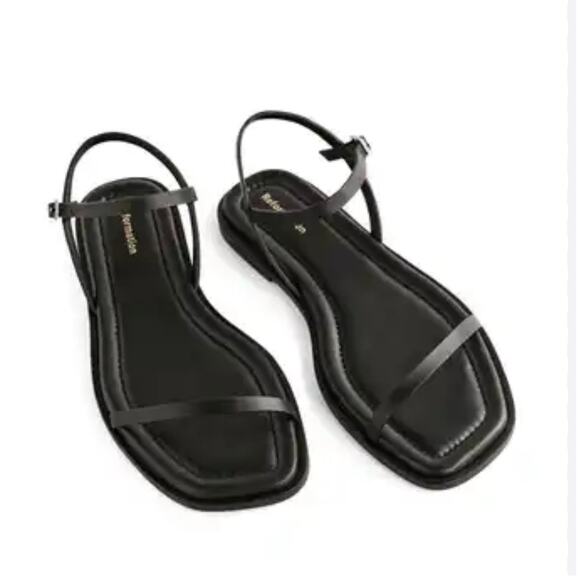Reformation Lake Black Flat Sandals - Women's Size 11 - Picture 1 of 4